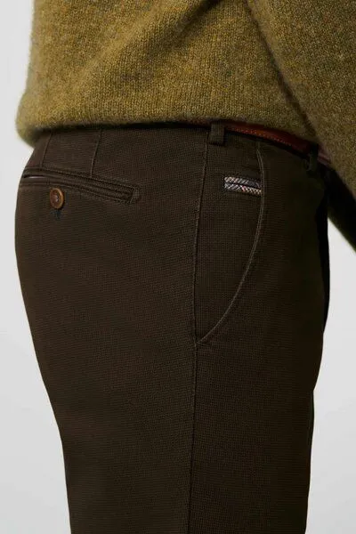 Meyer MEYER Micro Print Baumwoll Twill Chino, Grün (oliv), – Produktbild 3 von 3