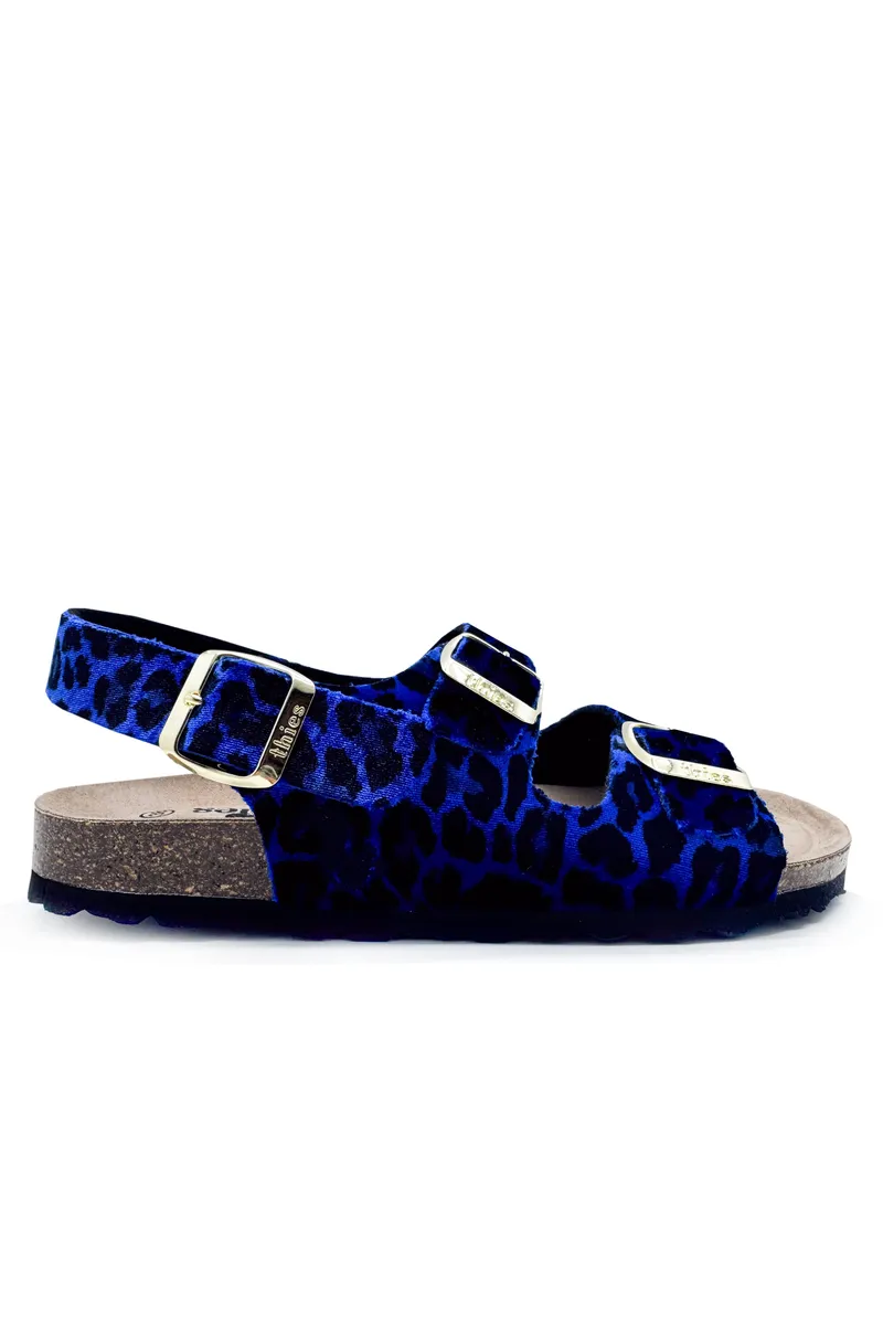 thies thies Damen vegan Sandalen Rec Backstrap Leo Blau, Schwarz, – Produktbild 1 von 2