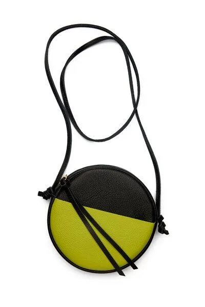 ELEKTROPULLI Kleine Runde Schultertasche MONA aus Leder von ElektroPulli, Schwarz / grün, – Produktbild 3 von 3