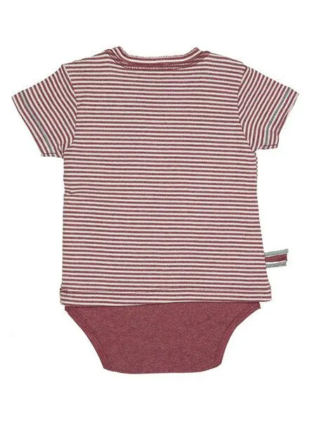 OrganicEra Baby S/S T-shirt Body gestreift 'OrganicEra' aus Bio-Baumwolle, Rot, – Produktbild 5 von 5