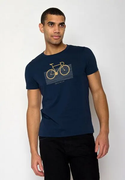 GreenBomb GREENBOMB Bike Bars Guide - Sportliches T-Shirt aus Bio-Baumwolle / hochwertiger Print / GOTS / Fair & Vegan, Blau (marineblau), – Produktbild 1 von 4