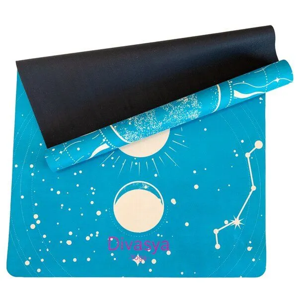 Divasya Divasya Reise Yogamatte aus Naturkautschuk & recycelter Mikrofaser, Blau - blue moon, – Produktbild 2 von 5