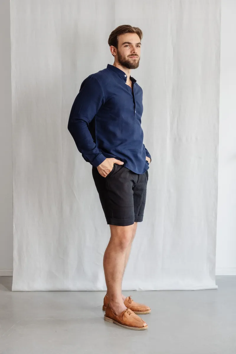 Jyoti - Fair Works Jyoti - Fair Works Herren vegan Tunika Tanu Blau, Extra dunkelblau, – Produktbild 1 von 2