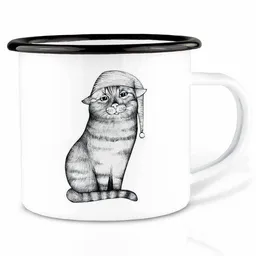 LIGARTI Emailletasse »Gute Nacht Katze« von LIGARTI | 300 oder 500 ml | handveredelt in Deutschland | Cup, Kaffeetasse, Emaillebecher, Camping Becher – Produktbild 1 von 1