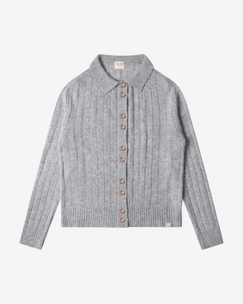 MATONA Matona Strickjacke | Collared Cardigan | aus extrafeiner Merinowolle, Grey melange, – Produktbild 3 von 4