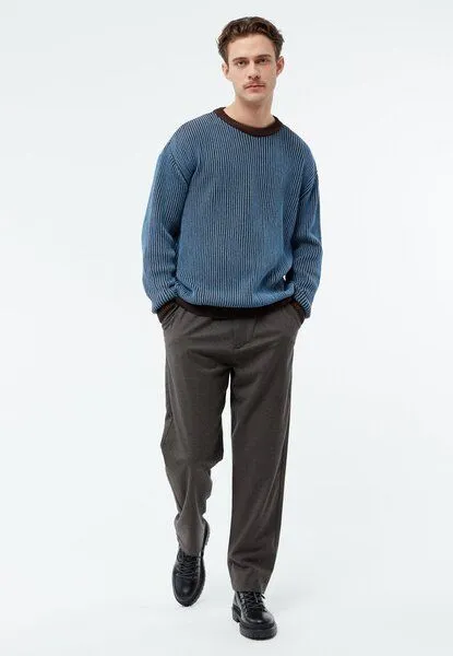 Givn Berlin Givn Berlin Strickpullover GBBRENDAN loose Fit aus Bio-Baumwolle, Braun / blau, – Produktbild 3 von 4