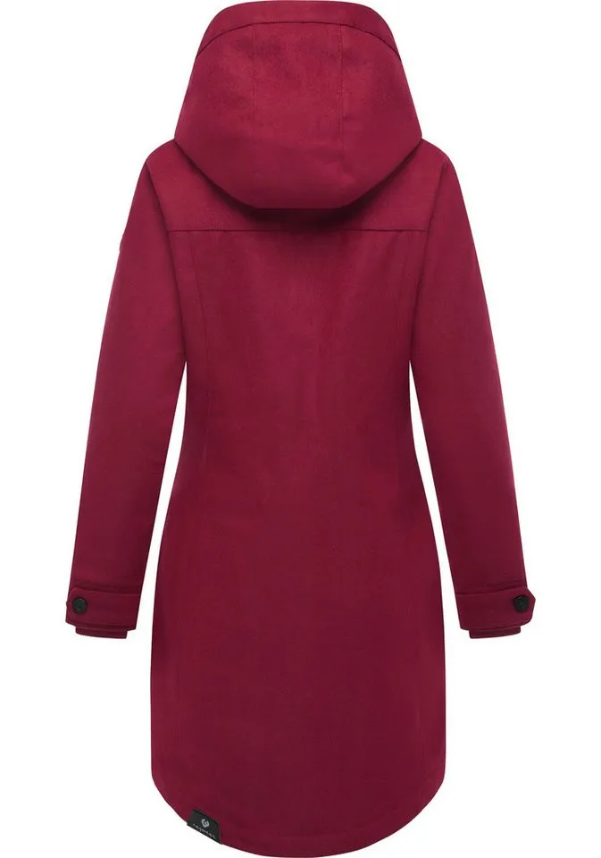ragwear ragwear Wintermantel Jannisa Coat Klassischer Damen Kurzmantel mit Kapuze, Rot, – Produktbild 2 von 3