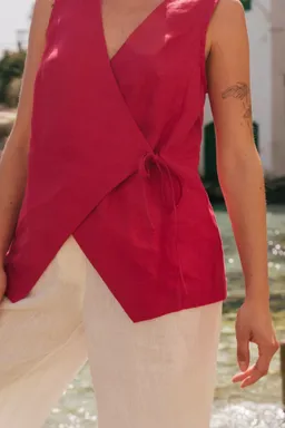 AmourLinen AmourLinen Damen vegan Ärmelloses Top Blanca Viva Magenta – Produktbild 1 von 1