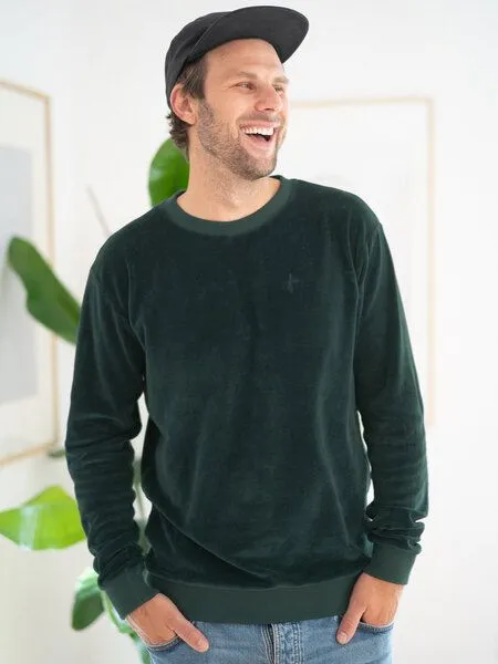 FUXBAU FUXBAU Männer Samt Sweater, Grün, – Produktbild 2 von 4