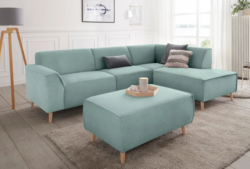 Home affaire Ecksofa Janek Scandic Design, elegant und zeitlos, L-Form, mit Federkern und Keder in scandinavischem Design, Grün, – Produktbild 3 von 5