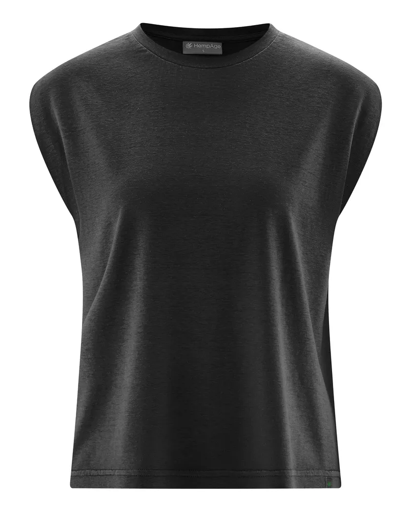 HempAge Hempage Damen vegan Ärmelloses T-Shirt Schwarz, Schwarz, – Produktbild 1 von 2