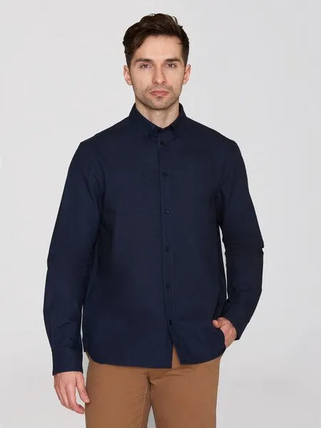 KnowledgeCotton Apparel KnowledgeCotton Apparel Oxford Hemd - HARALD small owl oxford regular fit shirt - aus Bio-Baumwolle, Blau (total eclipse), – Produktbild 1 von 4
