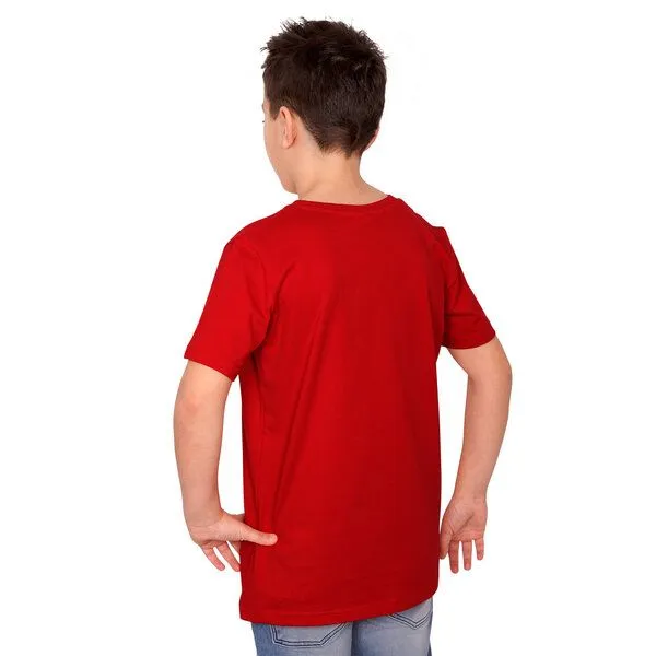 HANDGEDRUCKT HANDGEDRUCKT "Wolf" Kinder T-Shirt aus Biobaumwolle (kbA), Rot, – Produktbild 2 von 3