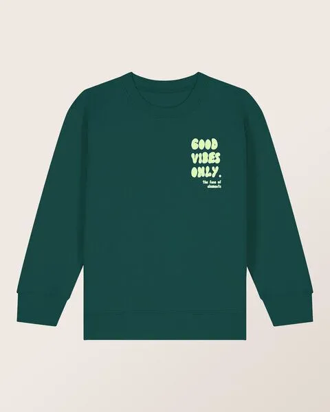 THE FACE OF ELEMENTS The Face of Elements Good Vibes Only - Relaxed Fit Kids Sweatshirt aus 100% Bio-Baumwolle, Dark forrest (grün), – Produktbild 4 von 4
