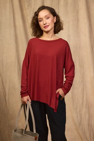 KOKOworld KOKOworld Longsleeve-Bluse Seki aus EcoVero-Viskose, Terracotta (braun), – Produktbild 1 von 4