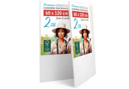 M MERCEO Leinwand Künstlerleinwand 60x120cm 2er Set - Weiße Leinwand zum Bemalen, 2er-Set Leinwand 60x120cm (zum Bemalen, Baumwolle – Produktbild 1 von 1