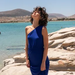 WiDDA Widda Damen vegan Kleid One Sleeve Una Kobaltblau – Produktbild 1 von 1