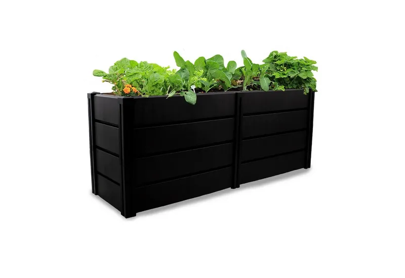 KHW KHW Hochbeet Hochwertiges Hochbeet für urbane Gärten, 158 × 44 × 61 cm, 392 Liter, Nachhaltiges Gärtnern, fördert gesunde Ernten, platzsparend, Grau, – Produktbild 2 von 5