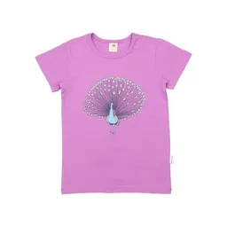 Walkiddy Walkiddy Kinder T-Shirt GOTS-zertifiziert aus Bio-Baumwolle lila mit Pfauen-Motiv – Produktbild 1 von 1
