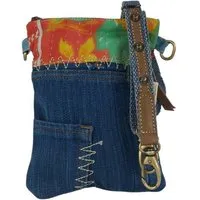 Sunsa Sunsa kleine Damen Umhängetasche aus recycelter Jeans & Sari. Nachhaltige Tasche – Produktbild 1 von 1