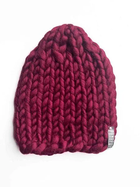 PANAPUFA PANAPUFA Handgestrickte Chunky Beanie – 100 % Merinowolle, Rot braun, – Produktbild 2 von 6