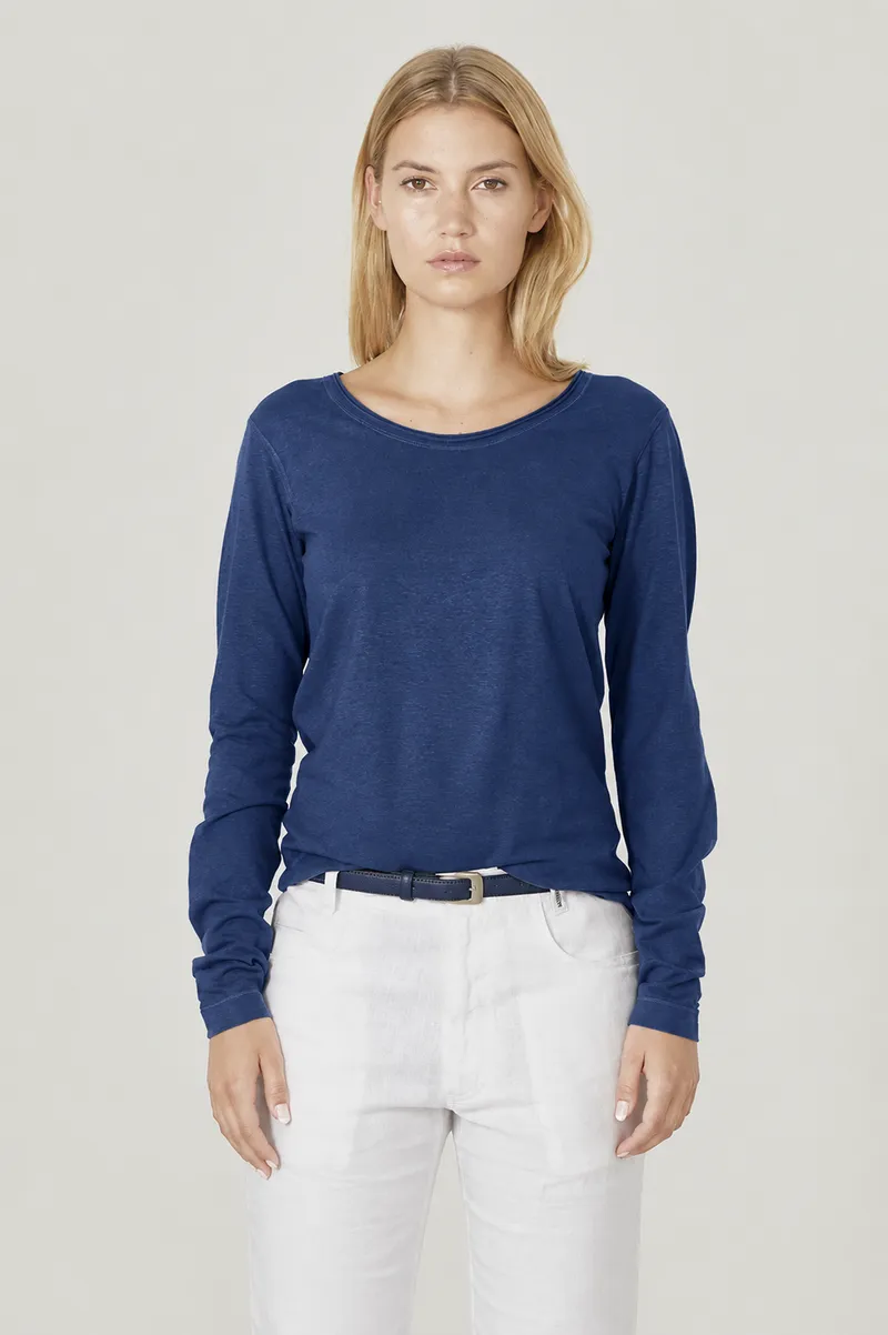 HempAge Hempage Damen vegan Langarm T-Shirt Night Navy, Blau, – Produktbild 2 von 2