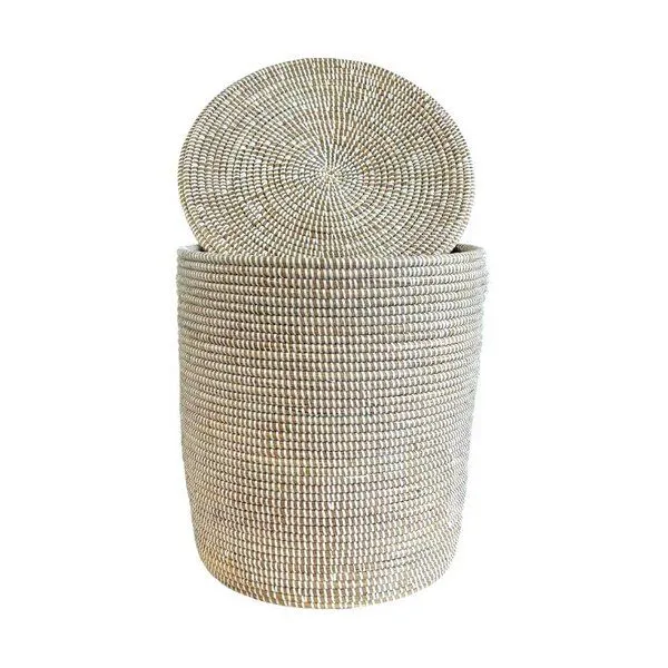 SWANE-Design SWANE-Design Afrikanischer Wäschekorb - Flachdeckel, Stripes weiß (weiß), – Produktbild 1 von 4