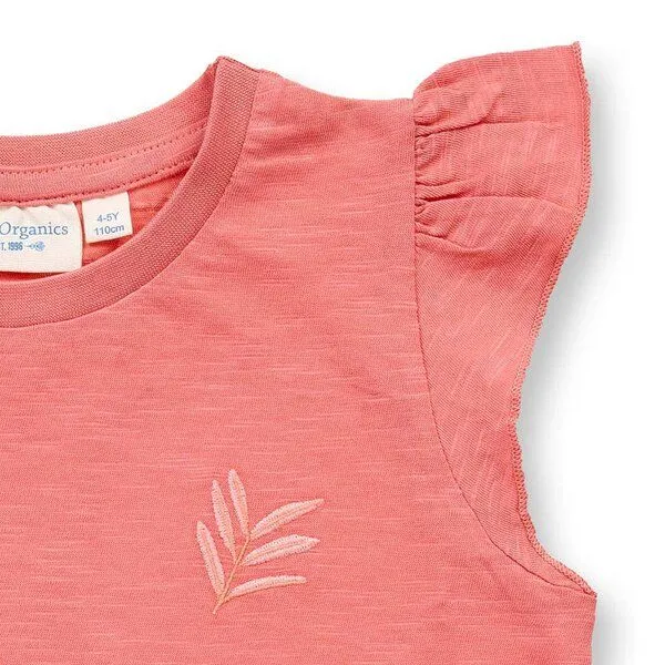 Sense Organics Sense Organics T-Shirt mit Blatt-Motiv für Mädchen, Modell NANA, Blatt-motiv auf pfirischrosa, – Produktbild 3 von 3