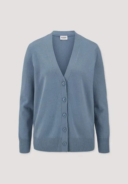 hessnatur hessnatur Strickjacke Relaxed aus Bio-Schurwolle mit Cashmere, Kristallblau, – Produktbild 4 von 4