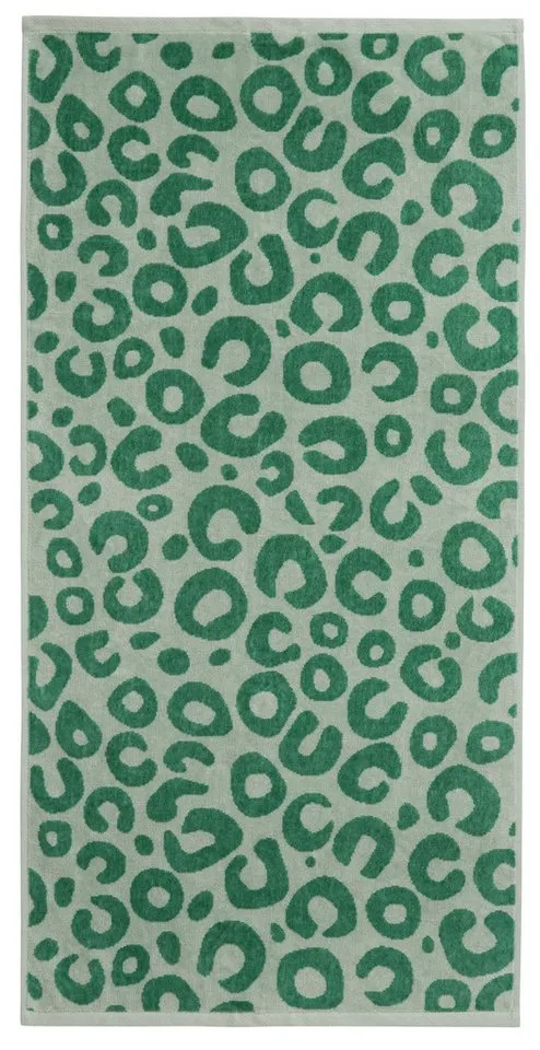 OTTO home Handtuch Set Anna Leopardenmuster, 4-tlg Handtuch-Set, 50x100cm, 100% Baumwolle, Frottiervelours (Set, 4-St), Handtücher, weich, saugstark, Grün, – Produktbild 3 von 5