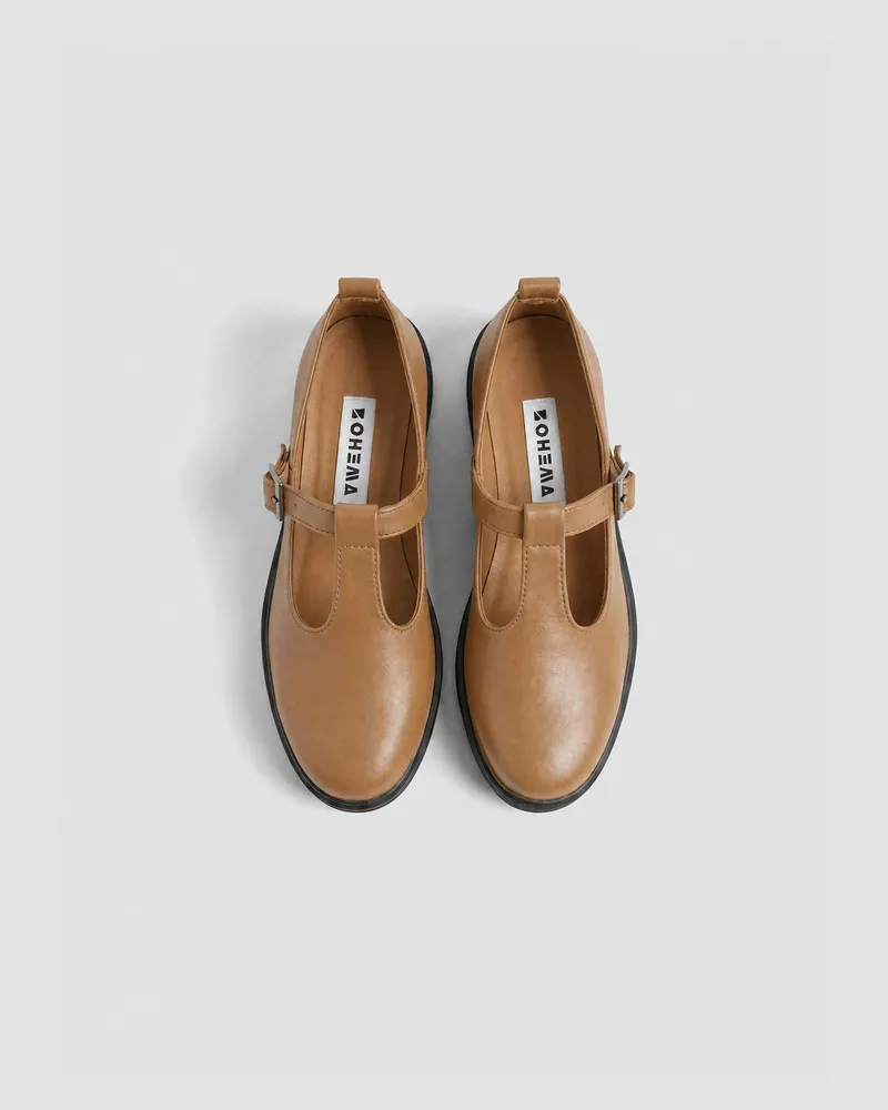 BOHEMA BOHEMA Damen vegan Schuhe Mary Jane Curtsy Kamelbraun, Braun, – Produktbild 1 von 2