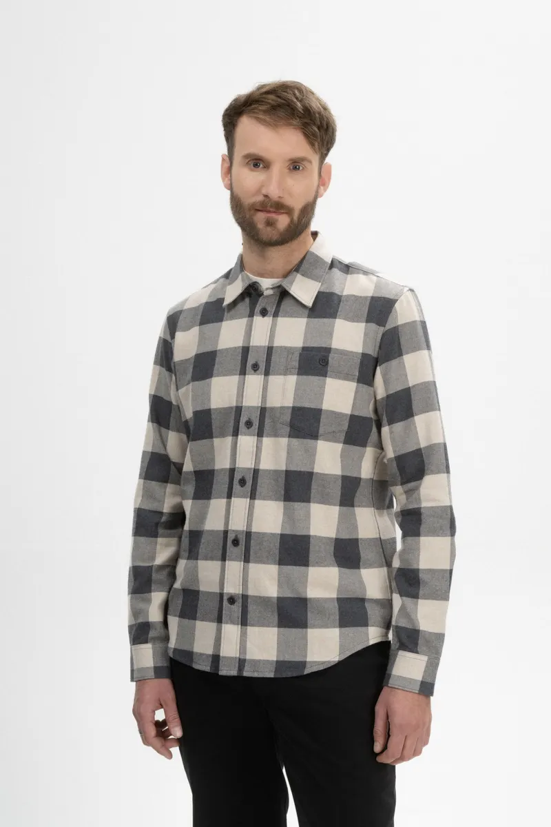 MELA MELA Herren vegan Hemd Flanell Sahel Anthrazit Kariert, Grau, – Produktbild 2 von 2