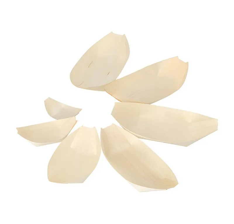 PAPSTAR PAPSTAR Einwegschale Fingerfood - Schalen, Holz pure 16,5 cm x 8,5 cm Schiffchen 50 Stk, Holz, Beige, – Produktbild 2 von 4
