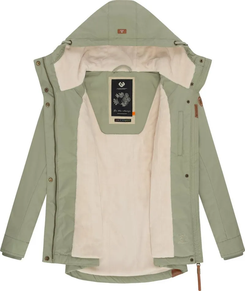ragwear ragwear Winterjacke Monade Damen Winterparka mit Kapuze und m. Fleece gefüttert, Grün, – Produktbild 1 von 5