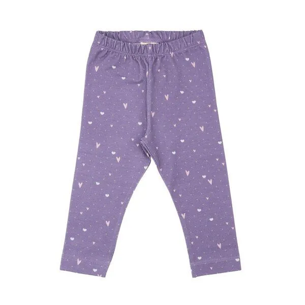 Walkiddy Kinder Leggings GOTS zertifiziert – Lila mit Herzmuster, elastischer Bund, weich & bequem | von Walkiddy, Lila, – Produktbild 1 von 3