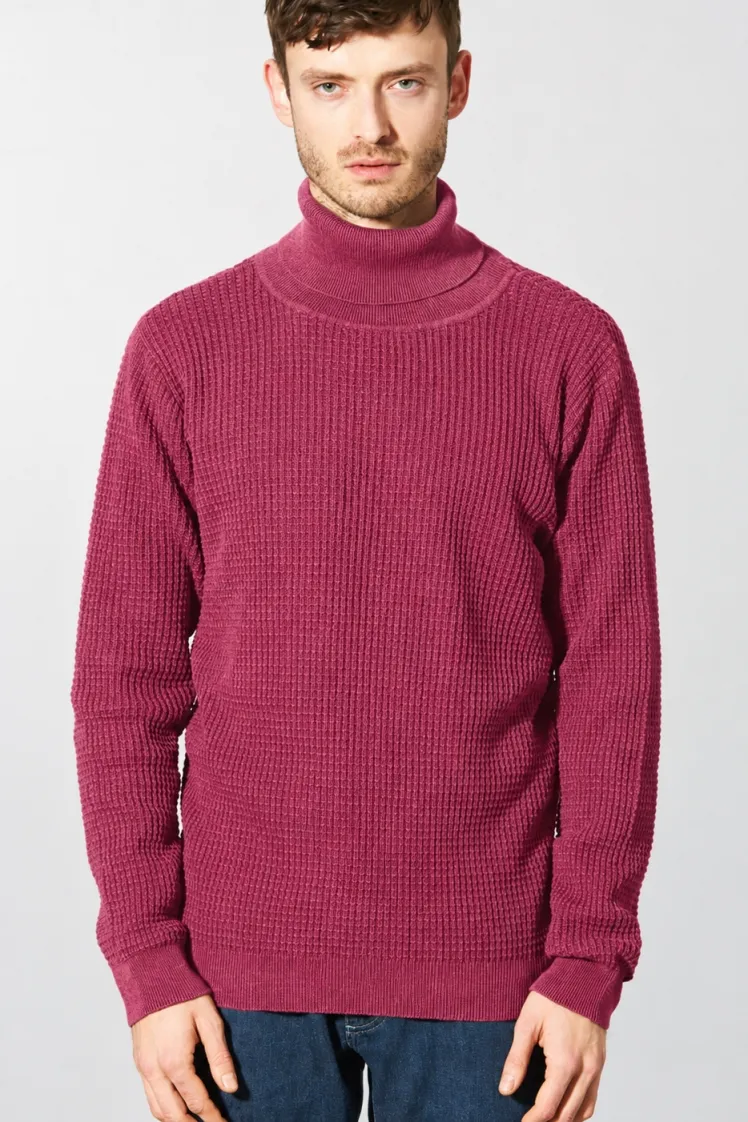 HempAge Hempage Herren vegan Rollkragenpullover In Tinto Rot, Rot, – Produktbild 2 von 2
