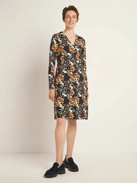 LANIUS LANIUS Kleid in Wickeloptik aus Bio-Baumwolle und Tencel, Print butterfly orange, – Produktbild 2 von 4