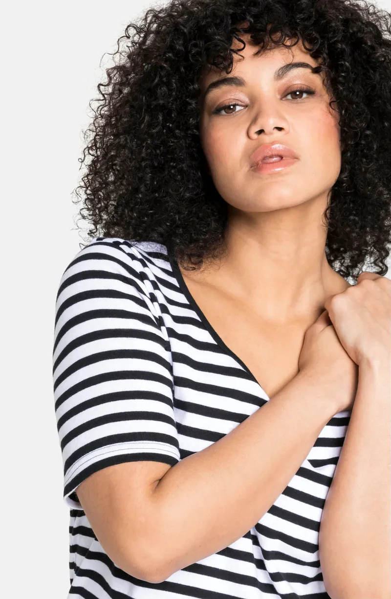 sheego Streifenshirt, Schwarz-weiß, – Produktbild 2 von 2