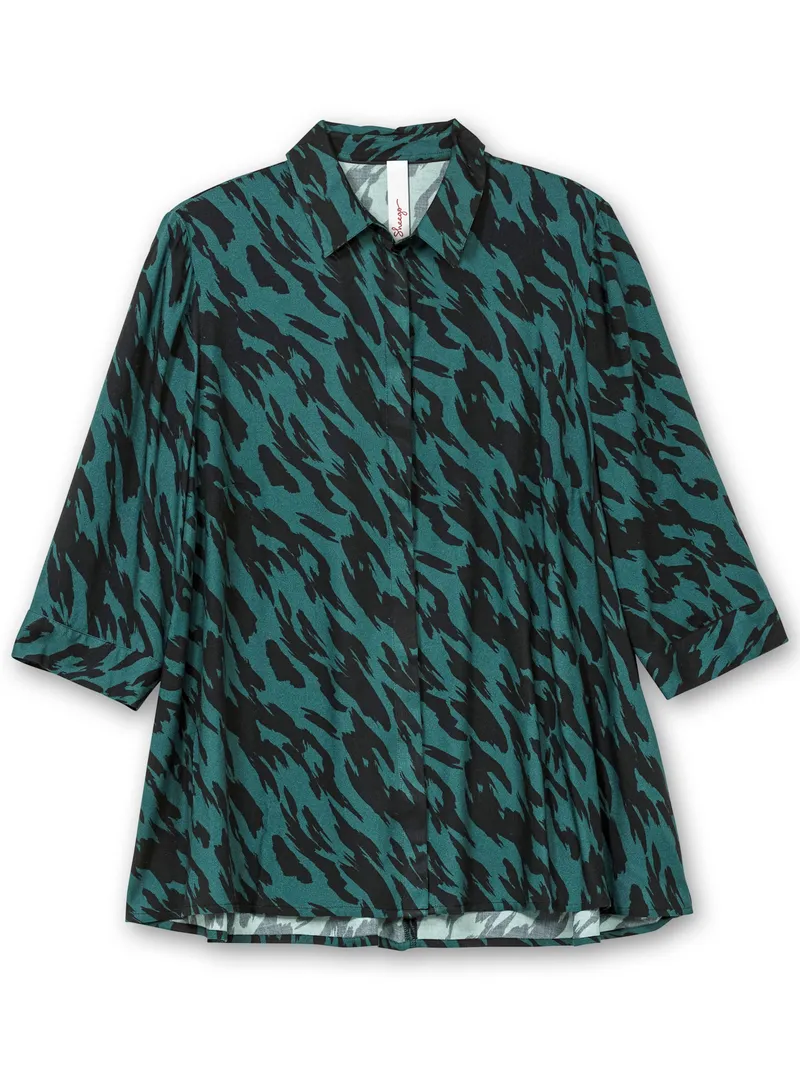 sheego Longbluse schwarz-gemustert, Schwarz-gemustert, – Produktbild 1 von 2