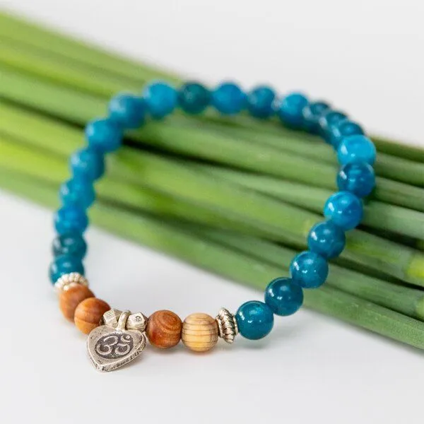 Divasya Divasya Armband "OM Love" aus echten Natursteinen & Sandelholz mit 925 Silber, Blau, – Produktbild 2 von 3