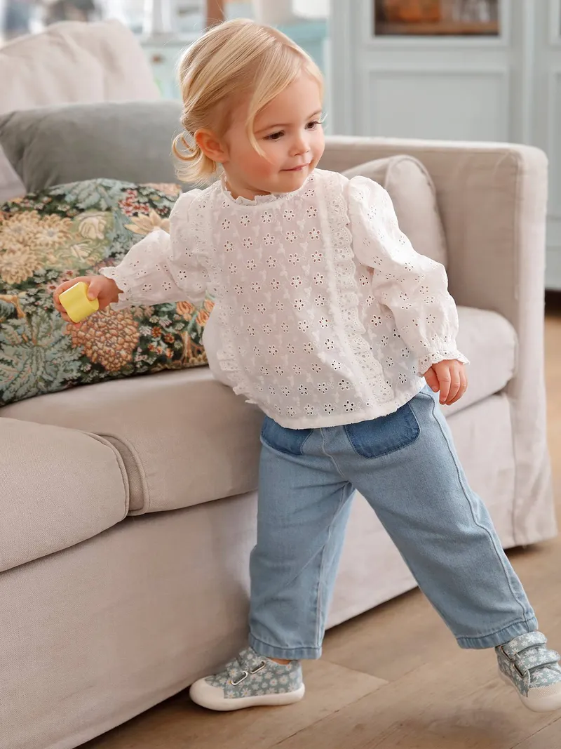 Vertbaudet Mädchen Baby Volantbluse, Weiß, – Produktbild 1 von 4