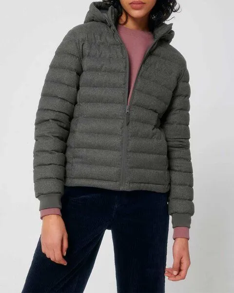 YTWOO YTWOO Nachhaltige Damen Jacke im Woll-Look, gefüttert, komplett recycelt, Steppjacke, Metallgrau, – Produktbild 1 von 4