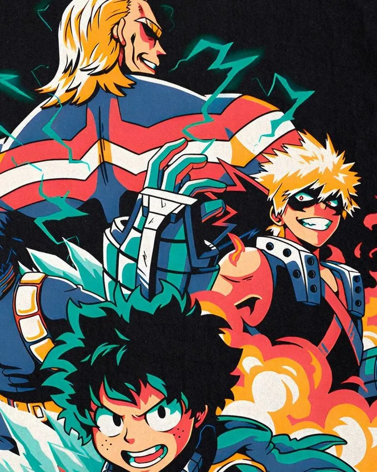 style3 T-Shirt Hero Team anime manga my hero academia cosplay, Schwarz, – Produktbild 3 von 3