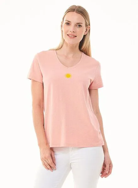 ORGANICATION ORGANICATION T-Shirt aus Bio-Baumwolle mit Solar-Stickerei, Pink(salmon pink), – Produktbild 1 von 4