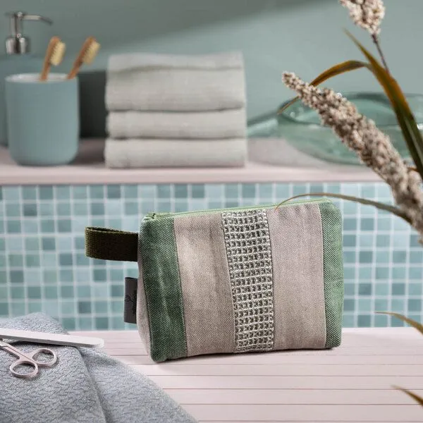 nahtur-design nahtur-design Kosmetiktasche aus 100% Leinen | Kleine Leinentasche, No_5 (blau), – Produktbild 2 von 4