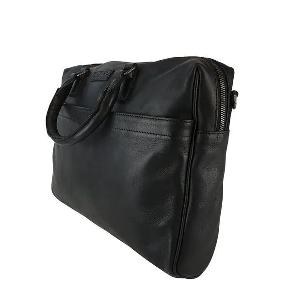 manbefair manbefair Laptoptasche Joan Leder, Schwarz, – Produktbild 1 von 4