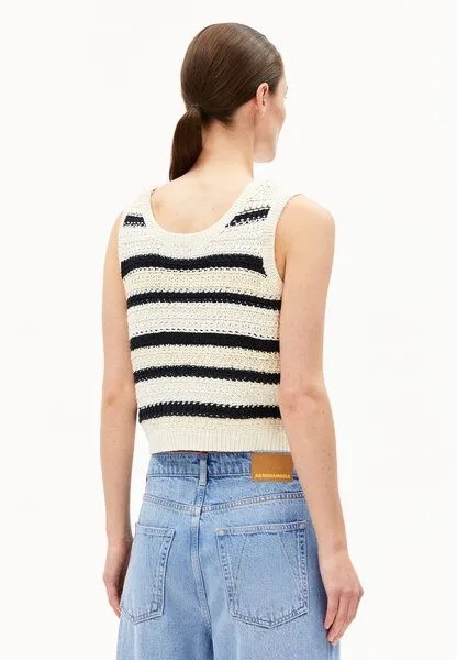 ARMEDANGELS ARMEDANGELS CLAAIRE STRIPES Damen Stricktop aus Bio-Baumwolle, Raw white-night sky, – Produktbild 2 von 4