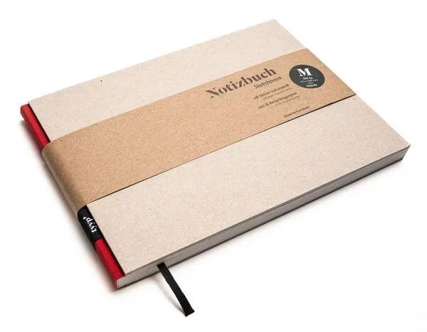 tyyp Skizzenbuch A5 querformat - perforiert - 100% Recyclingpapier - BerlinBook by tyyp, Rot, – Produktbild 1 von 4