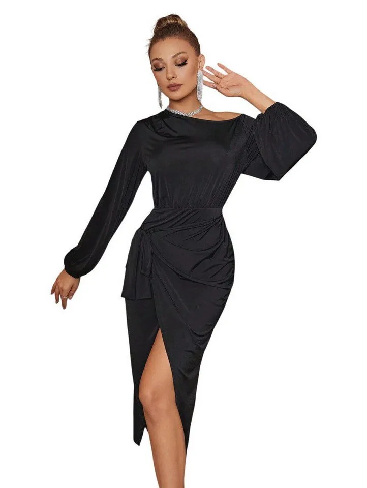 ocoza Midikleid Marigold Midikleid, Schwarz, – Produktbild 3 von 5