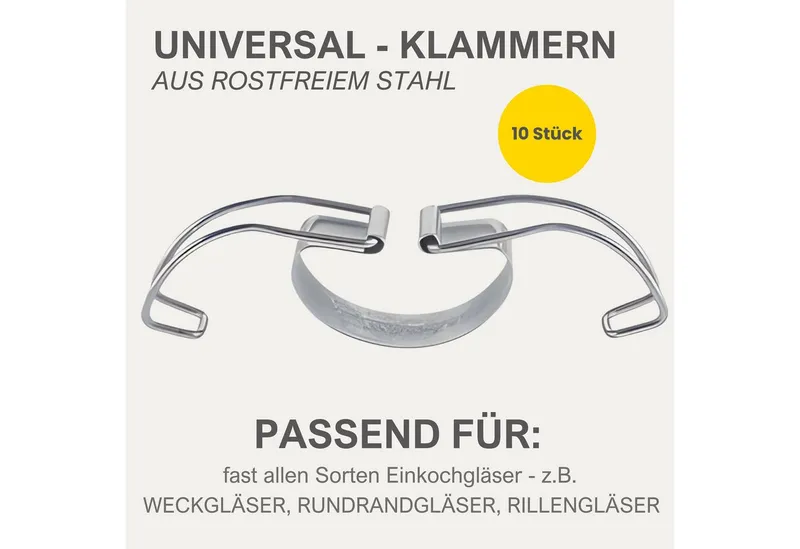mikken mikken Einmach-Set: 10 Weckringe aus Naturkautschuk & 10 Metallklammern – für Weckgläser Ø 10 cm – Produktbild 6 von 8